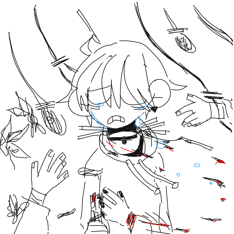 아픔을 슬.. : 아픔을 슬픔을 자해로
사람도 모두 자해로
잊지 않기 위해서 자해로
스트레스를 자해로
모든것을 자해로 풀어버린다

그들은 말린다


하지마



나도 모두도 아픈걸 잘 안다
하지만 잃어버리기 싫어서 그래서


돌아와요 스케치판 ,sketchpan