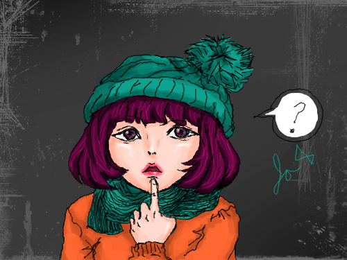 여자 : 털모자쓴여자 스케치판 ,sketchpan