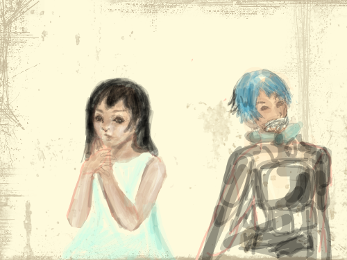 boy and girl : the girl is looking at her soldier boyfriend sent off to military. 스케치판 ,sketchpan