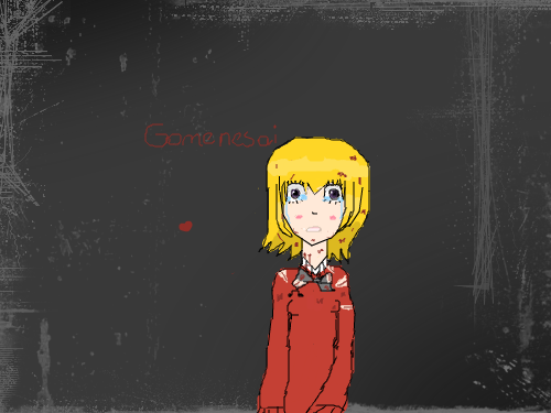 Gomenesai : this drawing is about one of my oc's she did something terrible(has to do with blood obviously)and her lover says something to wake her up from her terror and she realises what she did and she feels terrible and starts to cry out of being terrifyed 스케치판 ,sketchpan