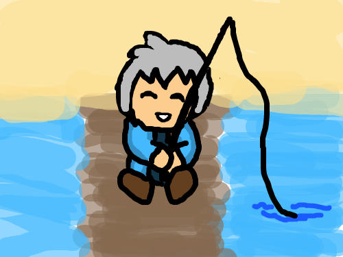 Toby Goes Fishing : Toby goes fishing in the ocean off the pier 스케치판 ,sketchpan