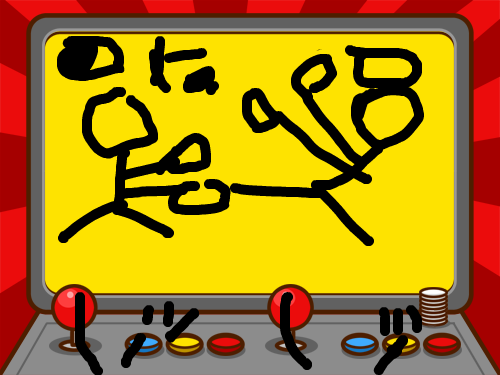 오락실에서 뭐할까? : 오락실에서 게임을 하는 모습. 스케치판 ,sketchpan