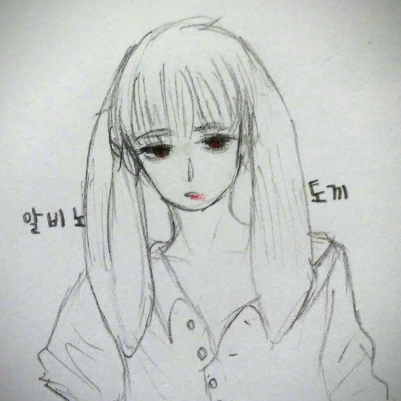 얘 전에도 .. : 얘 전에도 한 번 낙서했던 앤데 자캐화하려고 하는 중. 양갈래가 절대 아닙니다…토끼 귀입니다… 립스틱 번진 것도 절대 아닙니다…피예요 스케치판 ,sketchpan