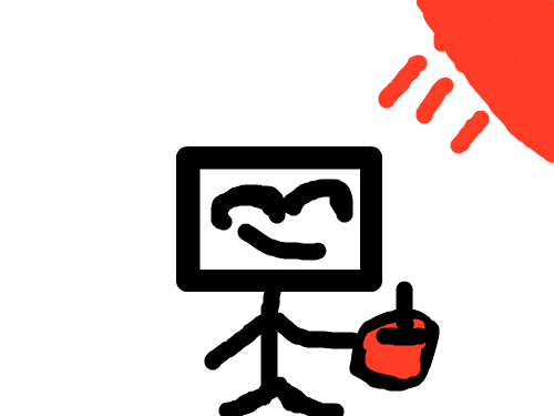 네모 졸라맨 : 네모 졸라맨이 사과를 들고 있다. 스케치판 ,sketchpan