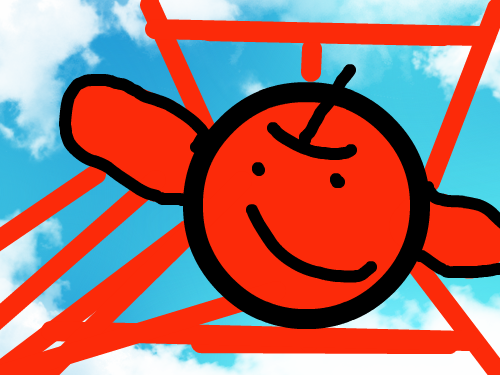 사과 : 하늘을 날아다니는 사과 스케치판 ,sketchpan