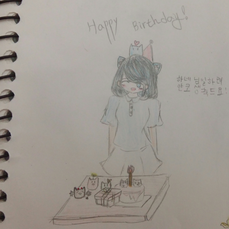 하얀네코님.. : 하얀네코님 생일 축하드려요!! 스케치판 ,sketchpan
