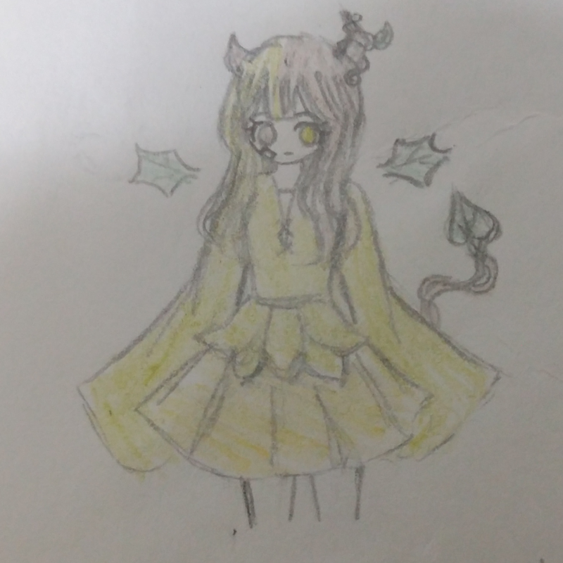 악마가 되.. : 악마가 되고 싶은 꼬마 정령 (나무쪽
사실 치마 쪽 노란색으로 칠했는데 연두색이랑 별 차이 안 나게 되버린.... 스케치판 ,sketchpan
