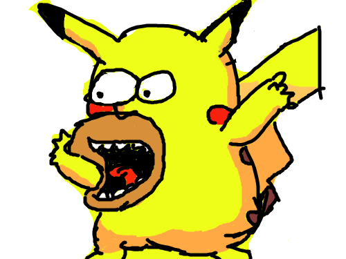 호카츄 심슨 피카츄 : 심슨과 피카츄 만남 스케치판 ,sketchpan