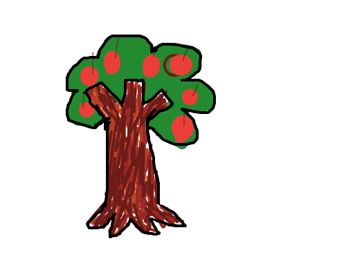 사과 나무 : 사과 나무에 사과가 많이 열려 있다. 스케치판 ,sketchpan