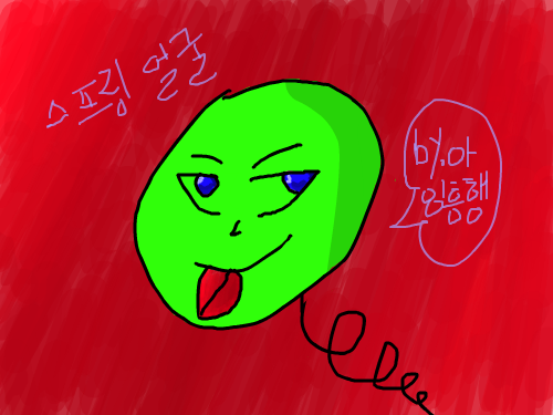 스프링 얼굴 : 초록색 얼굴 스케치판 ,sketchpan