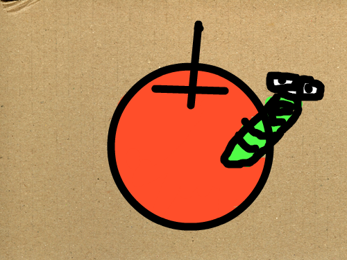 사과를 파먹고있는 애벌래 : 파먹고 있는 모습 스케치판 ,sketchpan