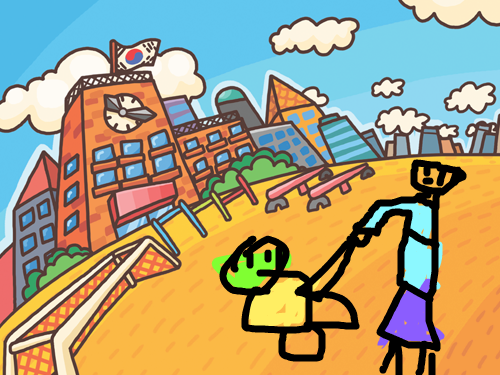 선생님한테 매매 : 매매 맞고 있는 모습입니다, 스케치판 ,sketchpan