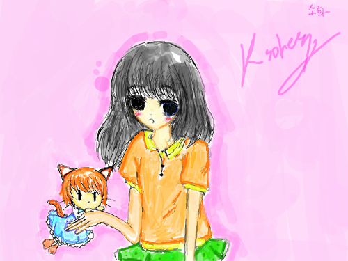 핑크빛 자화상 : 제 자화상 이예요~욕하지 마시고요..ㅠㅠ 스케치판 ,sketchpan