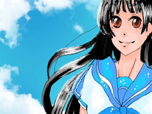 첫작 : 하늘색과 닮은 교복을 입고있는 소녀.......()랄까 급조소녀 ^0^ 스케치판 ,sketchpan