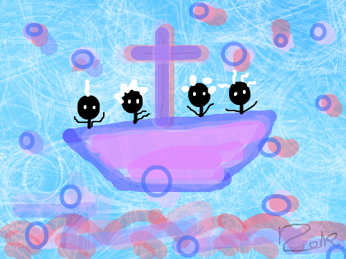 항해 : 우리의 삶은 외로운 바다 한가운데에서 끊임없이 배를 타고 항해야 해야 하는 인생.. 그 돛은 십자가.. 우리는 십자가를 붙들고 가야 한다.. 스케치판 ,sketchpan