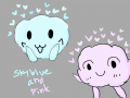 skyblue and pink : 시유 각개전투(? 맞나?)에 나오는 몽실몽실이(제가 이름을 붙인ㅎㅎ)를 핑크,스카이블루 색으로 바꾸어 그려보았습니당~♡♥ 스케치판 ,sketchpan