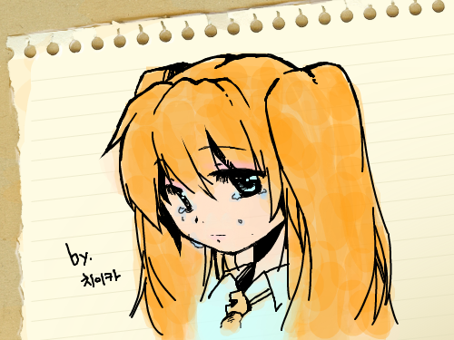 엉엉 : 소녀가 우는 모습 스케치판 ,sketchpan