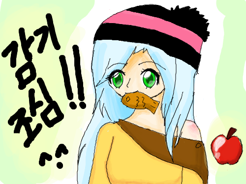 감기조심^^ : 제 자캐가 붕어빵을..물고있네요;; 스케치판 ,sketchpan