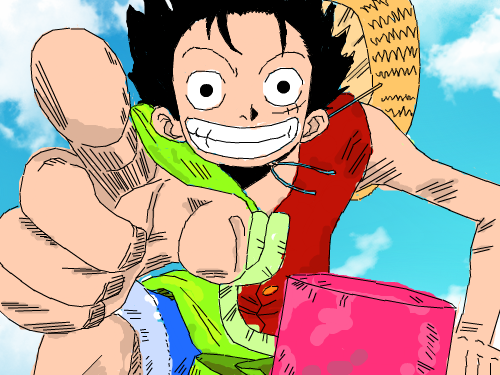 목욕탕으로 때수건 걸치고~ : 원피스 만화 주인공 루피가 목욕탕 가는 모습 스케치판 ,sketchpan