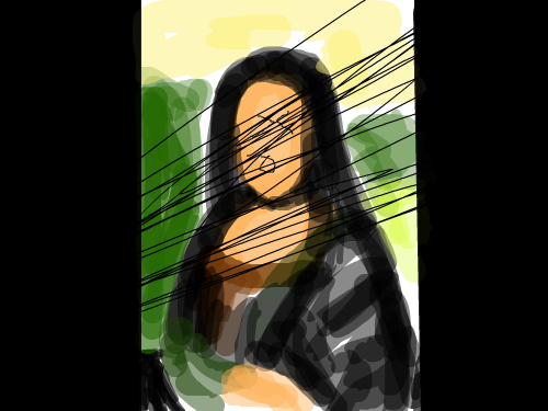모나리자의 아픔 : 모나리자가 검은선때문에 고통을 격고있다. 스케치판 ,sketchpan