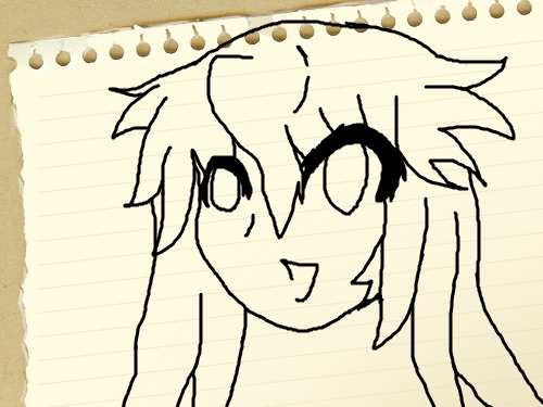 manga anime girl head 1 : Mouse drawn 스케치판 ,sketchpan