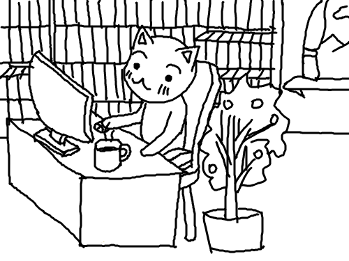 0201 미우 : 컴퓨터 하는 미우 스케치판 ,sketchpan