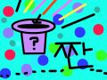 마술???? : 노란색 선, 붕홍색 선, 빨강색 선이 모자로 쏙! 들어가는 것 스케치판 ,sketchpan