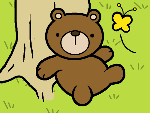 곰과 나비 색칠 완료 : 곰과 나비 색칠 완료 스케치판 ,sketchpan