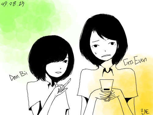 :) : 저와 친구를 모델로 만든 자캐입니다 :) 스케치판 ,sketchpan