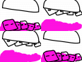 분홍 가루 위에 올린 어묵들 : 어묵들 조금 어지럽겠다 스케치판 ,sketchpan