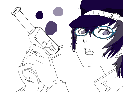 Persona4 - naoto : 여성게이머를 월척한 시로가네 나오토.아직 미완성. 스케치판 ,sketchpan