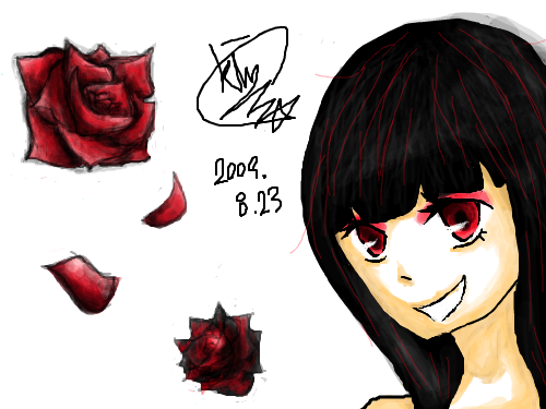 소녀과 꽃? : 소녀과 장미꽃.. 스케치판 ,sketchpan