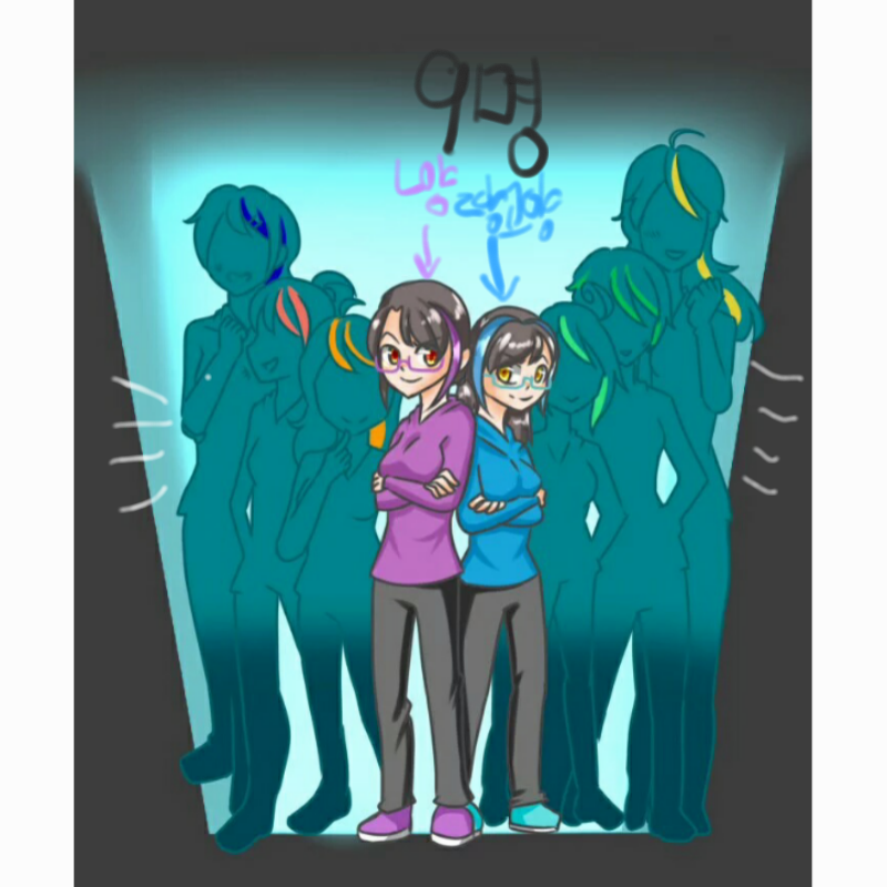 9명 여자가.. : 9명 여자가 머리색을 이예요? 스케치판 ,sketchpan