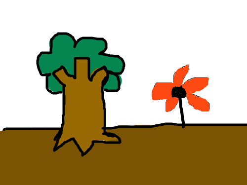 나무와 꽃 : 나무와 꽃입니다. 스케치판 ,sketchpan