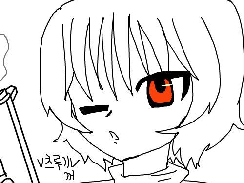 미완성 : 미완성 총을 들고 있는 소녀... 스케치판 ,sketchpan