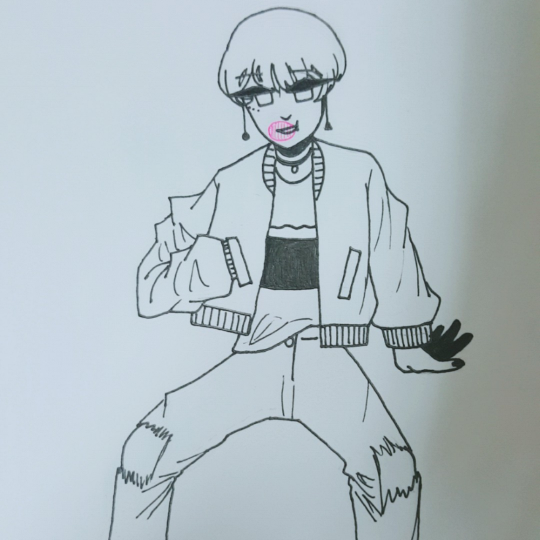 저번에 그.. : 저번에 그려뒀던 힙주연 스케치판 ,sketchpan