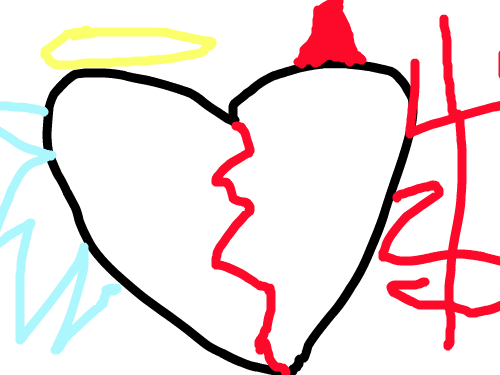 Two different hearts at the same time : this is about one heart with two different sides 스케치판 ,sketchpan