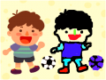 축국 하는 아이 : 아이가 축구공을 가지고 놀고 있다. 스케치판 ,sketchpan