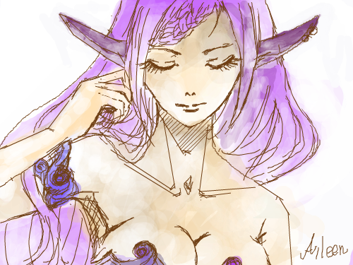 첫작품 : 보라색 머리의 ..... 스케치판 ,sketchpan