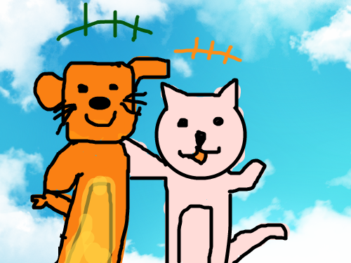 부흥-개와 고양이 : 주흥초등학교 스케치판 ,sketchpan