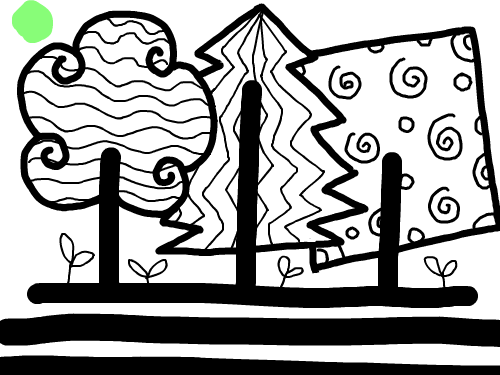 나무 : 멋있는나무들이가득~! 연두색은 해라네 해는 연두색 상상이라네 스케치판 ,sketchpan