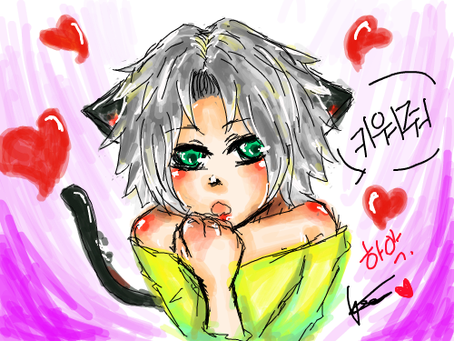 치비 네코미미 고쿠 완성 ^ㅠ^ : 우리 고쿠는 고양이가 어울려요 ^ㅠ^ 스케치판 ,sketchpan