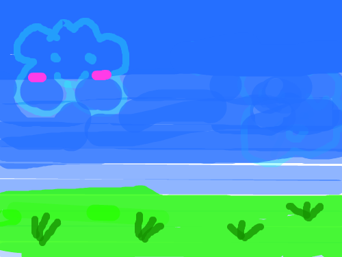 구름이 있는 풍경 : 풍경화인데 구름이 웃고 있다 스케치판 ,sketchpan