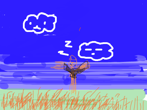 저녁 노을 : 허수아비가 서 잇는 풍경 스케치판 ,sketchpan