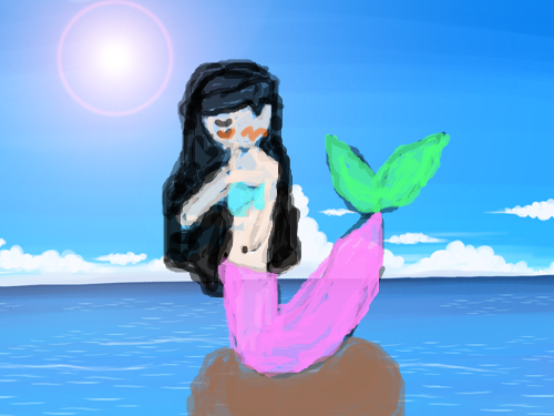 인어공주 : 인어공주가 바닷가에서 놀까? 스케치판 ,sketchpan