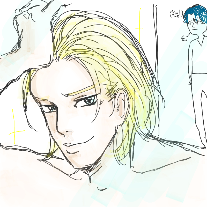 거울보는신.. : 거울보는신호쓰를보는민혁쓰 자캐만들어놓으면뭐하나...이딴거나그리고앉아있고..주인이이따구라서미안해.. 스케치판 ,sketchpan