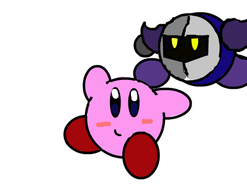 커비와 메타나이트 : 그냥 망친 커비와 메타나이트 스케치판 ,sketchpan