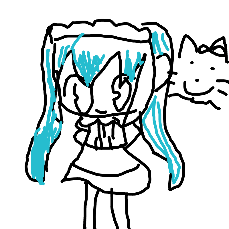 初音ミク（.. : 初音ミク（メイド服） 스케치판 ,sketchpan