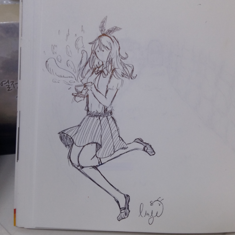 컵라묜먹으.. : 컵라묜먹으면서손그림...은구도따위꿀벌한테나던져줘버렷 스케치판 ,sketchpan