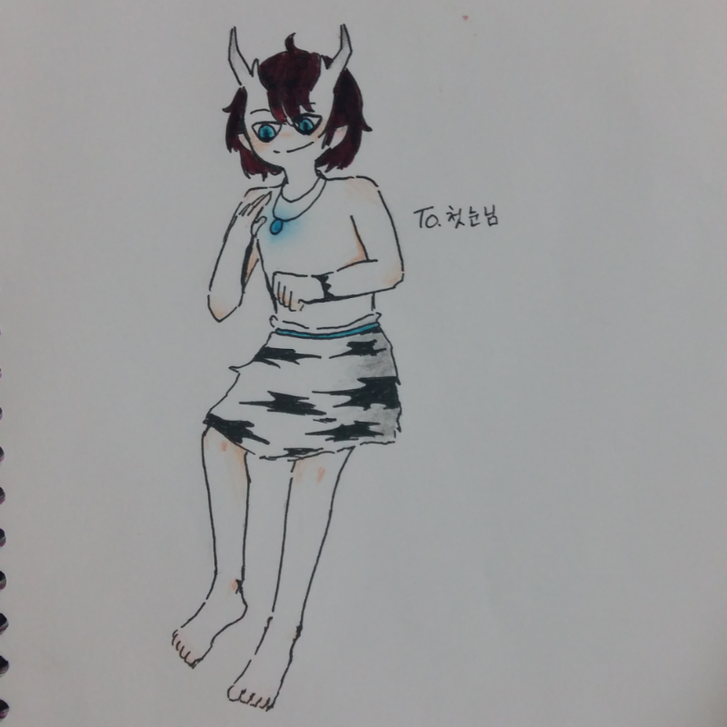 첫눈님 리.. : 첫눈님 리퀘왓어오오☆)가슴팍그리기실패)무작정머리색넣엇다가완벽히망치고말았ㅉ믐니다미안해오(8￦8 스케치판 ,sketchpan